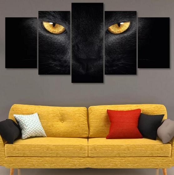 Imagem de quadros decorativos Olhos Gato Preto Animais Mosaico"