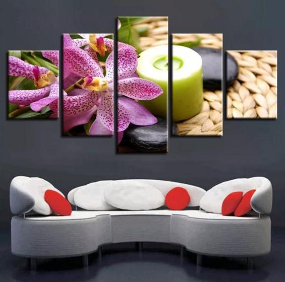 Imagem de Quadros Decorativos Orquídea Velas Relaxamento"