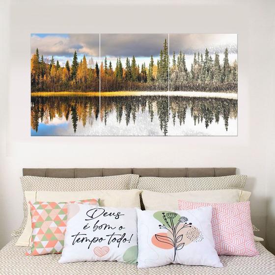 Imagem de Quadros Decorativos Outono Inverno Neve Paisagem Sala Escritório Quarto Ambiente Moderno PMG