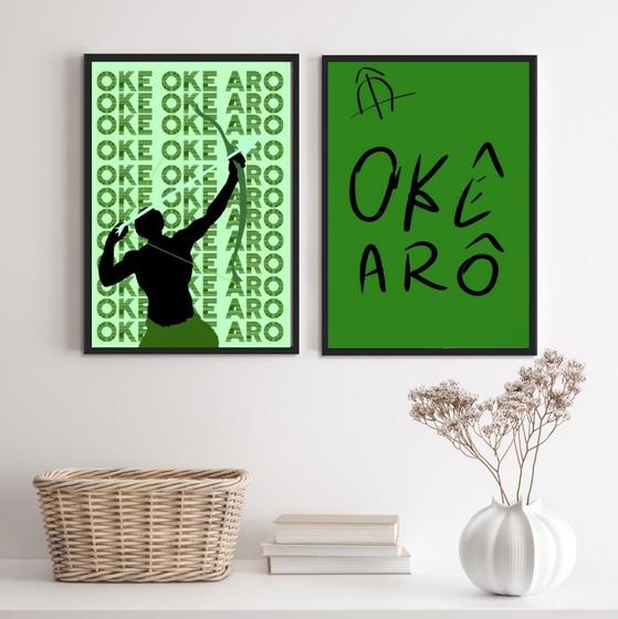 Imagem de Quadros Decorativos Oxóssi Okê Arô 33x24cm - Madeira Preta