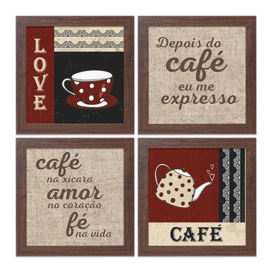Imagem de Quadros Decorativos Para Cozinha Moldura e Vidro Frases Café