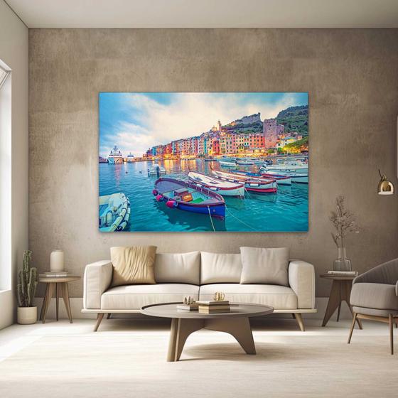 Imagem de Quadros Decorativos para Quarto Sala 130x90 Paisagem Barco Italia Mar Grande Escritório Hall