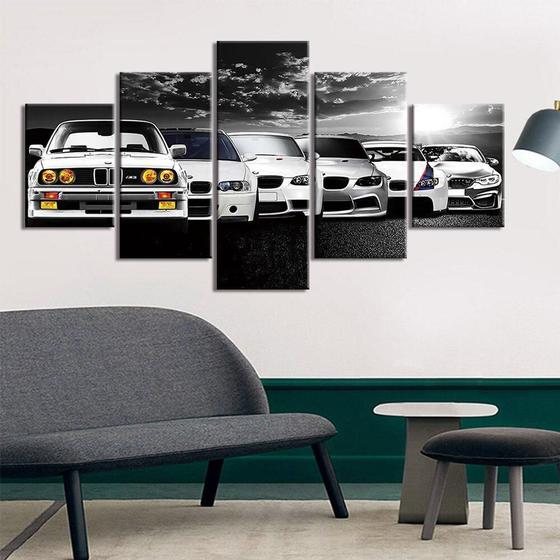 Imagem de Quadros Decorativos Para Sala 5 Peças Carro Evolução