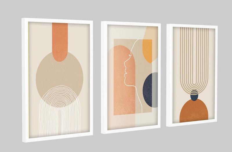 Imagem de Quadros Decorativos para sala Formas Geométricas Minimalista Rosto