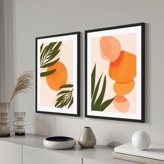 Imagem de Quadros decorativos para sala Laranja Abstrato Cozinha