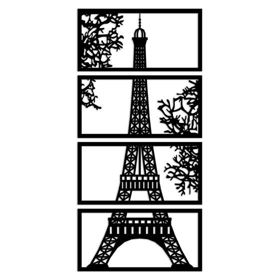 Imagem de Quadros Decorativos Paris Torre Eiffel para Sala ou Quarto Vazados em MDF