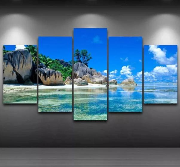 Imagem de Quadros Decorativos Praia Mar Céu Azul"