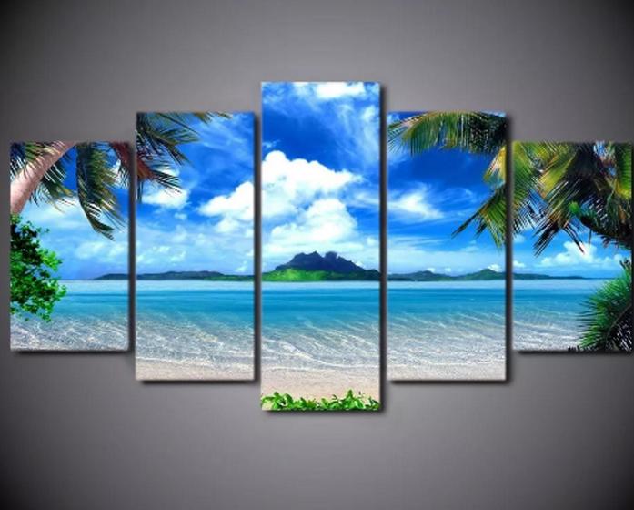 Imagem de Quadros Decorativos Praia Natureza Coqueiro Mar Sol Areia"