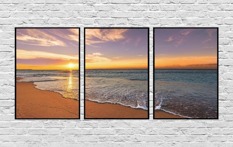 Imagem de Quadros Decorativos Praia Paisagem Sol Onda Mar Sala Quarto