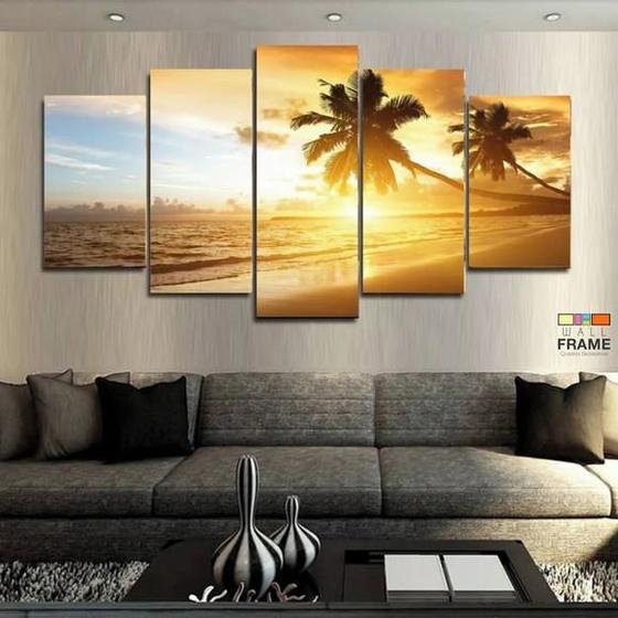 Imagem de Quadros Decorativos Praia Sol Coqueiro 63x130mtem Tecido