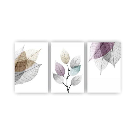 Imagem de Quadros Decorativos quarto Floral Folhas e Galhos Coloridas 80x60