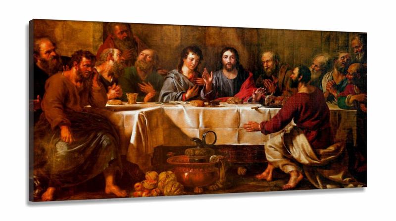 Imagem de Quadros Decorativos Santa Ceia Catolico Copa Cozinha em Tecido canvas 130x60