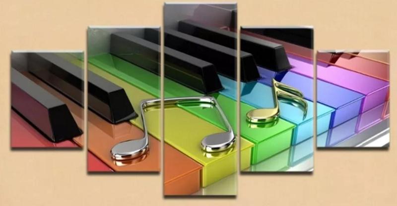 Imagem de quadros decorativos Teclado Piano Colorido "