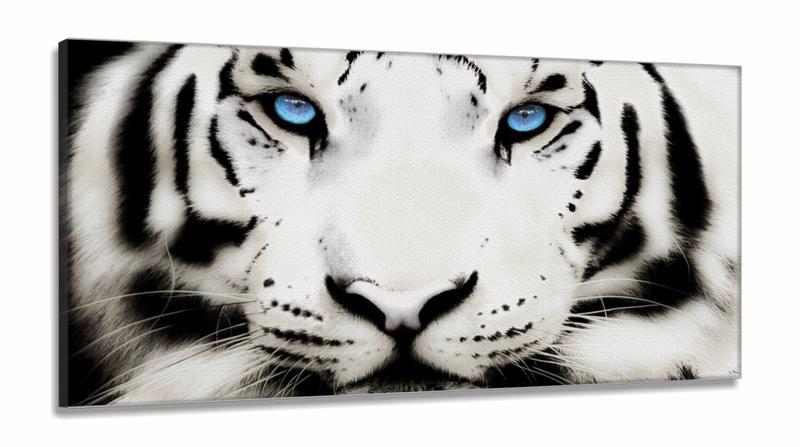 Imagem de Quadros Decorativos Tigre Branco 120x60 em tecido canvas 130x60