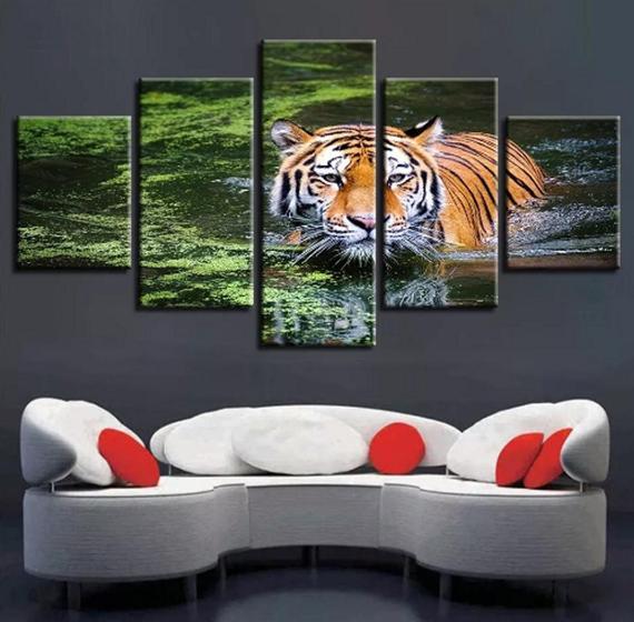 Imagem de quadros decorativos Tigre Nadando"