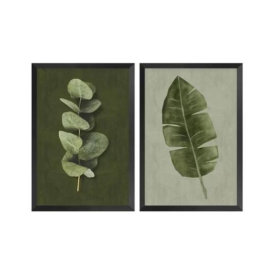 Imagem de Quadros Decorativos Verde Folhagem - 2 Quadros 43x63cm