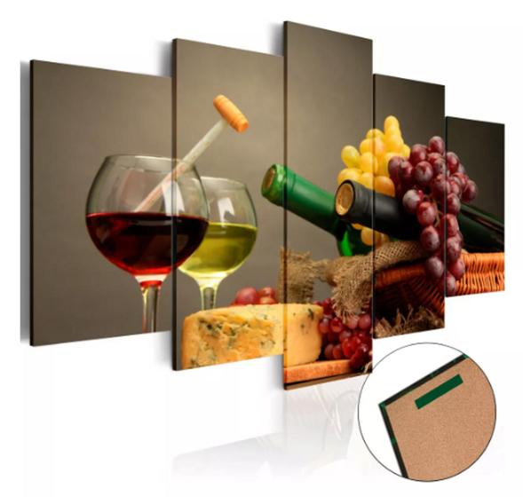 Imagem de Quadros Decorativos Vinho Uva E Queijo "