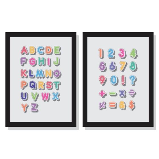 Imagem de Quadros didáticos alfabeto e números educativos infantil