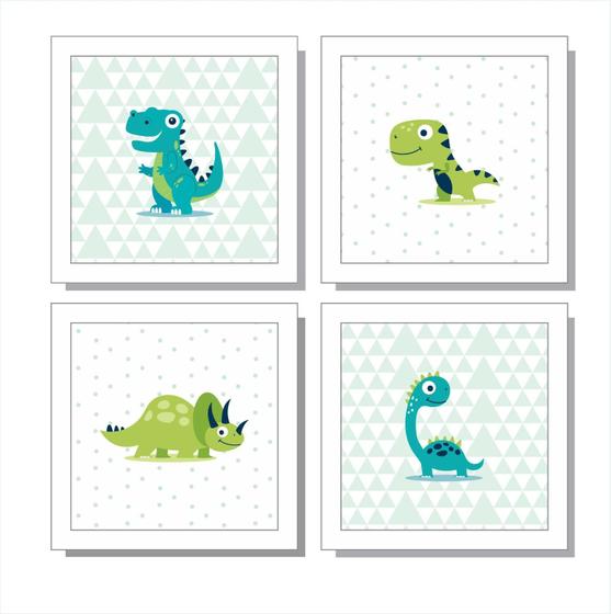 Imagem de Quadros dinossauros baby quarto infantil verde menino