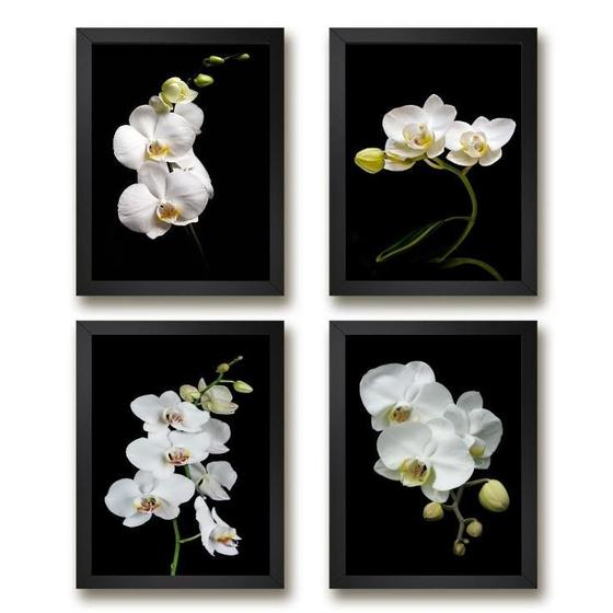 Imagem de Quadros Florais Fotografias Orquídeas 33x24cm - Kit 4 Peças