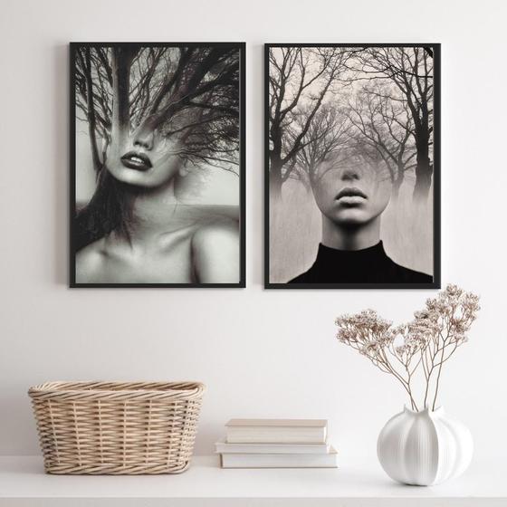 Imagem de Quadros Fotografias Abstrata Mulher Árvore 24x18cm - Vidro