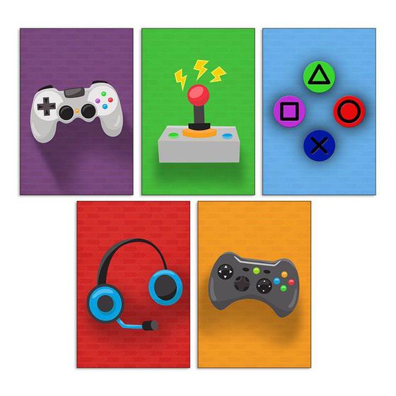 Imagem de Quadros Gamer Kit 5 20x30cm Video Game Jogo Decorativo Quarto menino - D Lima produtos