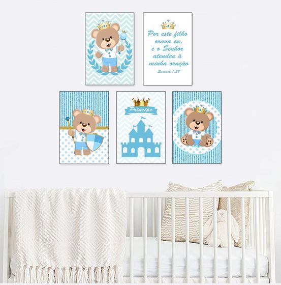 Quadros infantil Urso Príncipe Azul Claro Kit 5 20x30cm Decorativo Poster Painel Quarto Criança Lindo Para Decorar Menor preço em Quadros infantil Urso Príncipe Azul Claro Kit 5 20x30cm Decorativo Poster Painel Quarto Criança Lindo Para Decorar