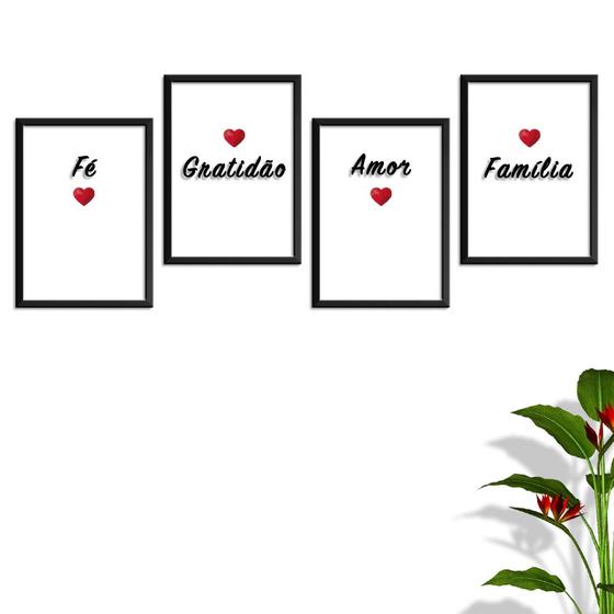 Quadros Kit Conjunto Fé Gratidão Amor Família Decorativo com Vidro e Moldura - Oppen House Menor preço em Quadros Kit Conjunto Fé Gratidão Amor Família Decorativo com Vidro e Moldura - Oppen House