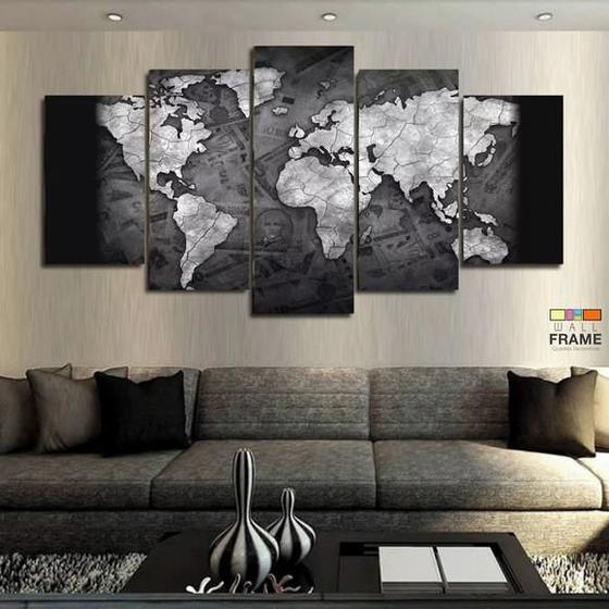 Imagem de Quadros Mapa Mundi 63x130mt em Tecido