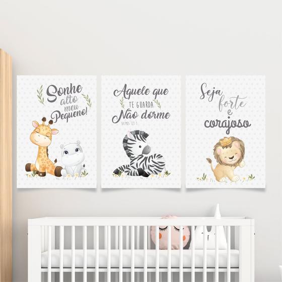 Quadros Menino Safari Baby Sonhe Alto Kit 3 Peças 20x28cm Menor preço em Quadros Menino Safari Baby Sonhe Alto Kit 3 Peças 20x28cm