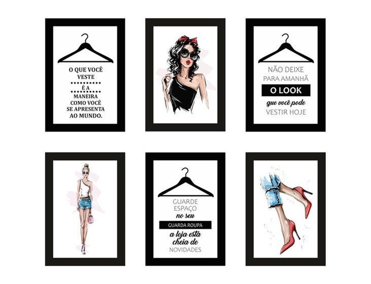 Quadros Moda Look Fashion Diva Mulher Loja Roupa Kit 6 Peças Menor preço em Quadros Moda Look Fashion Diva Mulher Loja Roupa Kit 6 Peças