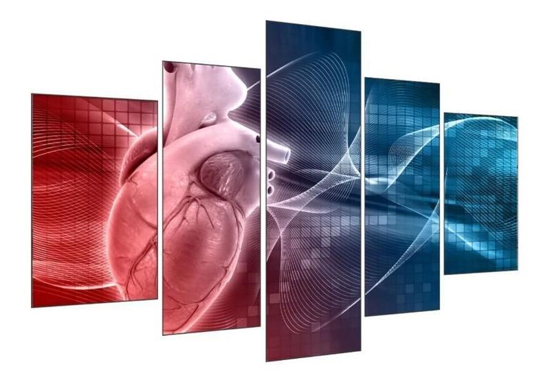 Imagem de Quadros Mosaico 5 Peças Medicina Cardiologia Medico Coraçao