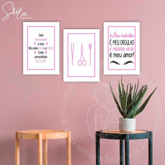 Imagem de Quadros Para Designer de Sobrancelhas Rosa e Branco