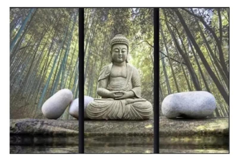 Imagem de Quadros Para Sala 5 Peças Buda Floresta Yoga"