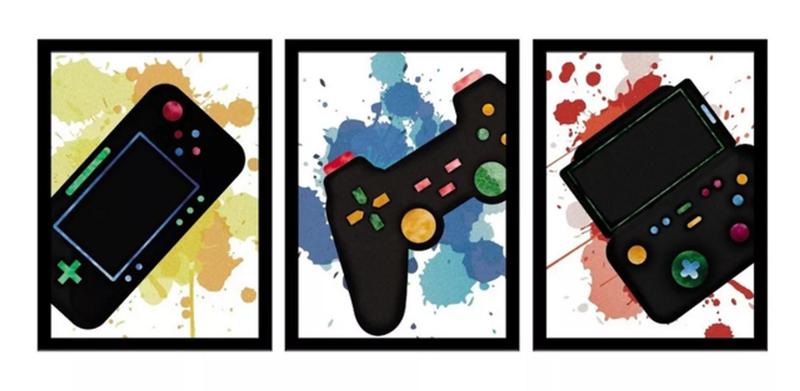 Imagem de Quadros Para Sala 5 Peças Gamer Jogos Video Games Geek"