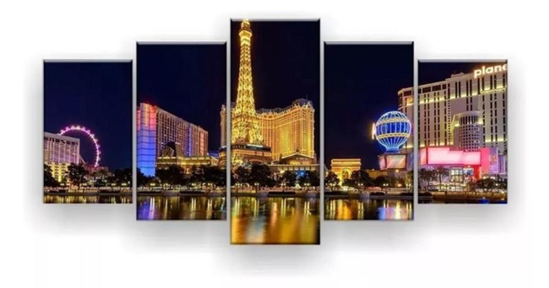 Imagem de Quadros Para Sala Las Vegas Noite Lago"