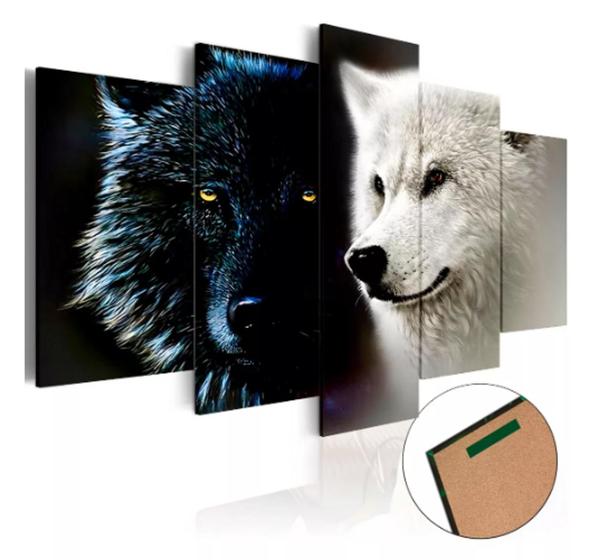 Imagem de Quadros Para Sala Preto E Branco Casal Lobo"