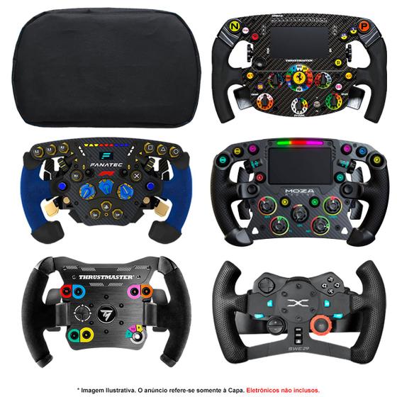 Imagem de Qualicapas Capa Protetora Compatível c/ Add-On / Volante F1 Logitech Thrustmaster Fanatec Moza Racing Retangular até 28cm Simulador Gamer