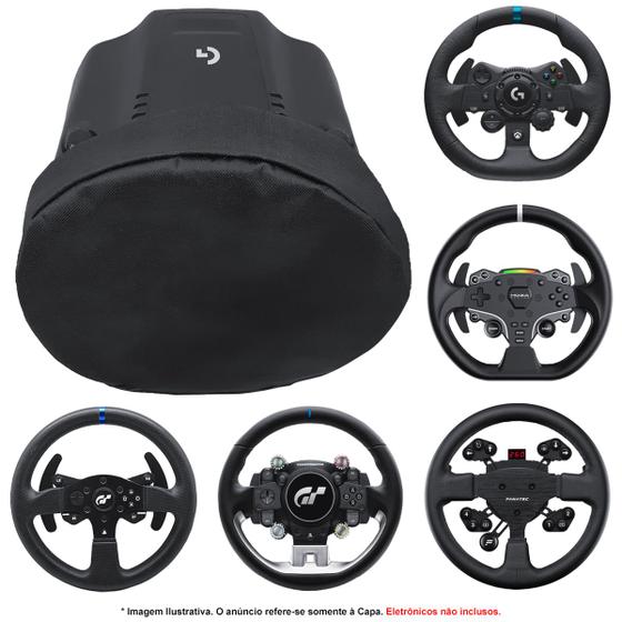 Imagem de Qualicapas Capa Protetora Compatível c/ Volante Logitech Thrustmaster Fanatec Moza Racing com até 28cm de Diâmetro Simulador Gamer