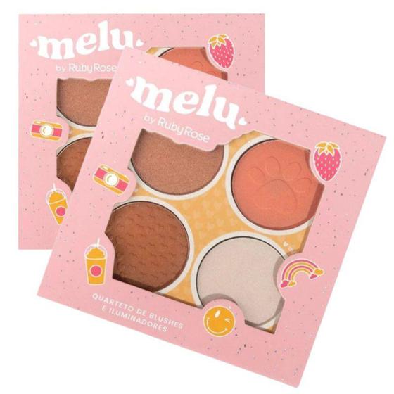Quarteto de Blush e Iluminador Melu HB7532 - Ruby Rose Menor preço em Quarteto de Blush e Iluminador Melu HB7532 - Ruby Rose