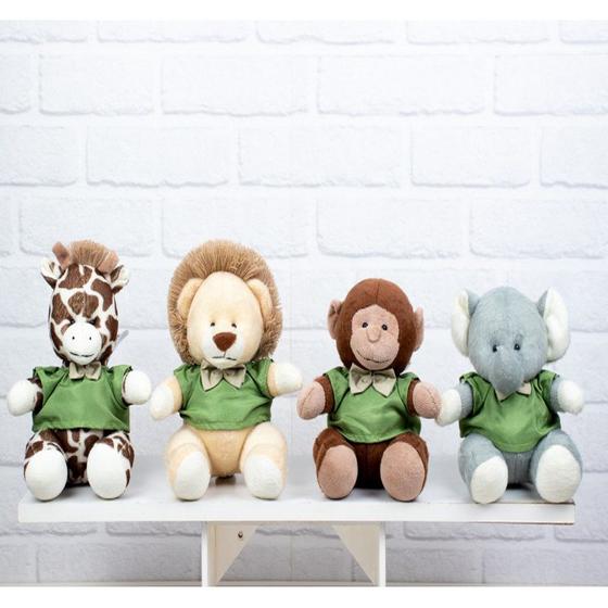 Imagem de QUARTETO DE SAFARI PROVENCE MISTO 22cm : LEÃO, ELEFANTE, MACACO E GIRAFA.