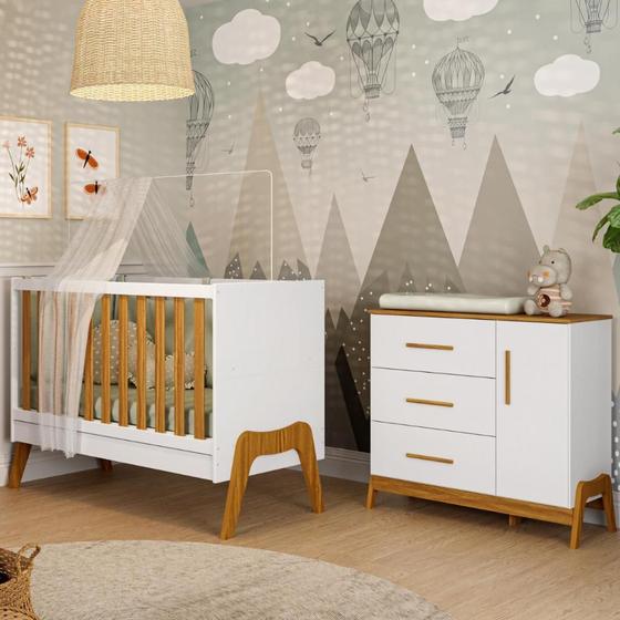 Imagem de Quarto Bebê Completo Berço Americano Cômoda 1 Porta 100% MDF