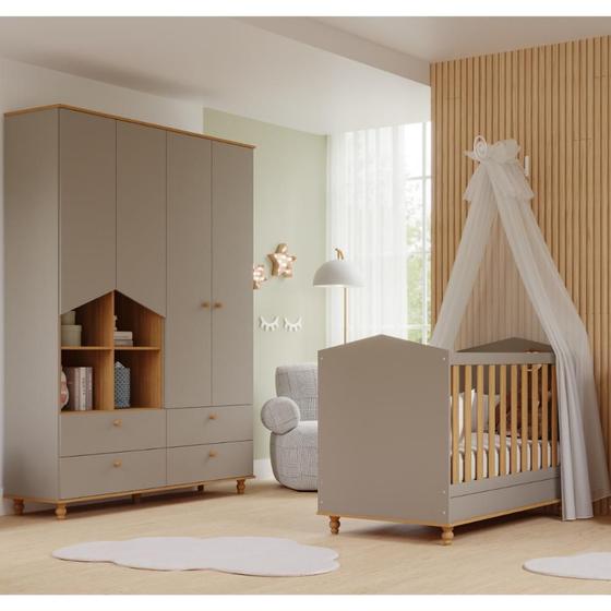 Imagem de Quarto Bebê Completo Berço Americano Guarda-roupas 100% MDF