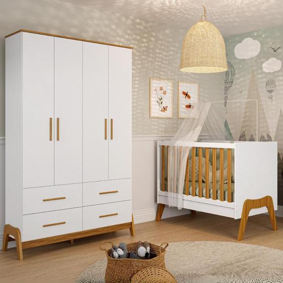 Imagem de Quarto Bebê Completo Berço Americano Guarda Roupas 100% MDF