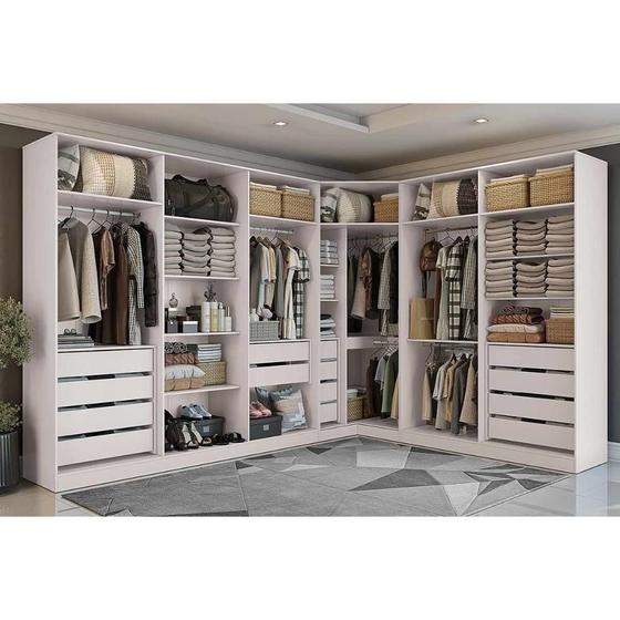 Quarto Casal Completo Adapt 6 Peças (2 Closets Abertos + 1 Closet Canto ...