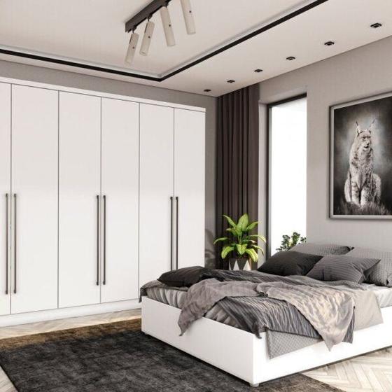 Imagem de Quarto Casal Completo com Cama Mônaco e Guarda-Roupa 6 Portas 8 Gavetas Sevilla Tcil Móveis