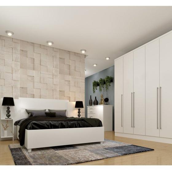 Imagem de Quarto Casal Completo Guarda Roupa 6 Portas com Cômoda Cama e Cabeceira Tcil Móveis