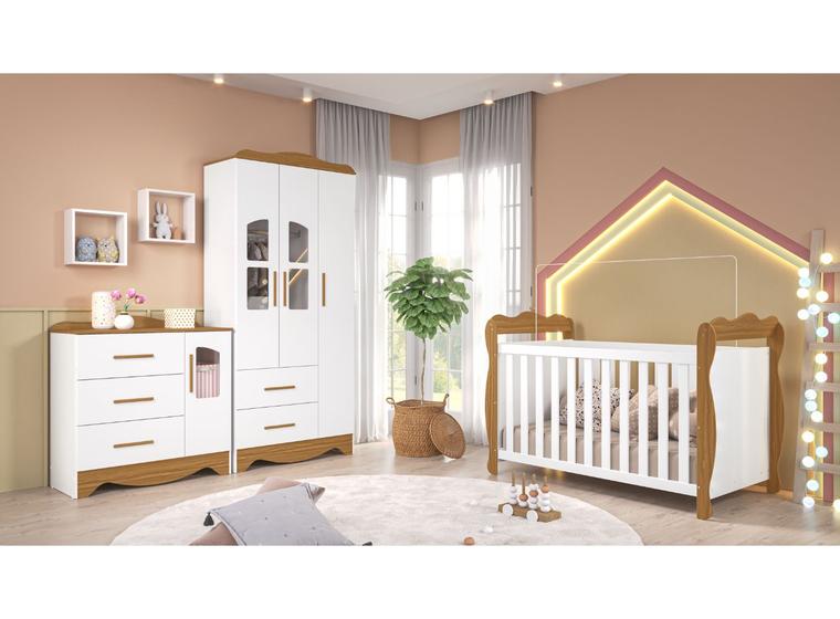 Imagem de Quarto Completo Bebê Lisi Moveis Peroba Berço Americano MDF