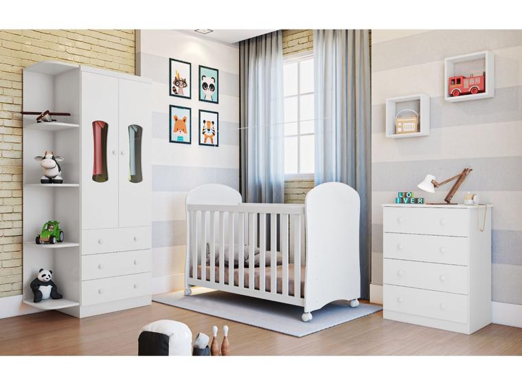 Imagem de Quarto Completo Bebê Moveis Peroba berço mini cama MDF