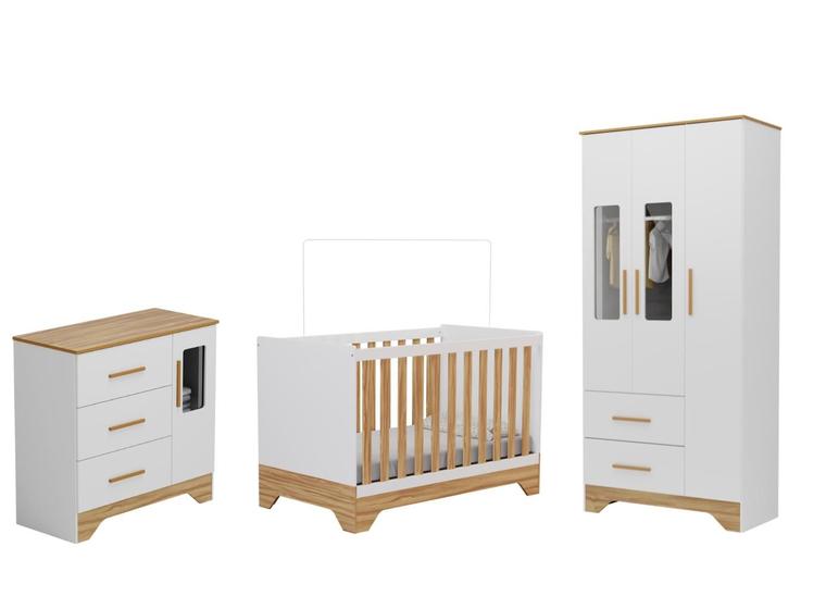 Imagem de Quarto Completo Bebê Moveis Peroba Popy Berço Americano MDF